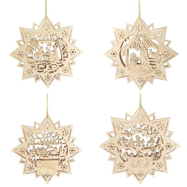 Weihnachtsstern aus Holz 30cm 10 LED's - 4 Designs -